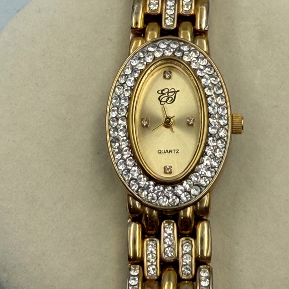Gold Crystal-Embellished Women's Watch